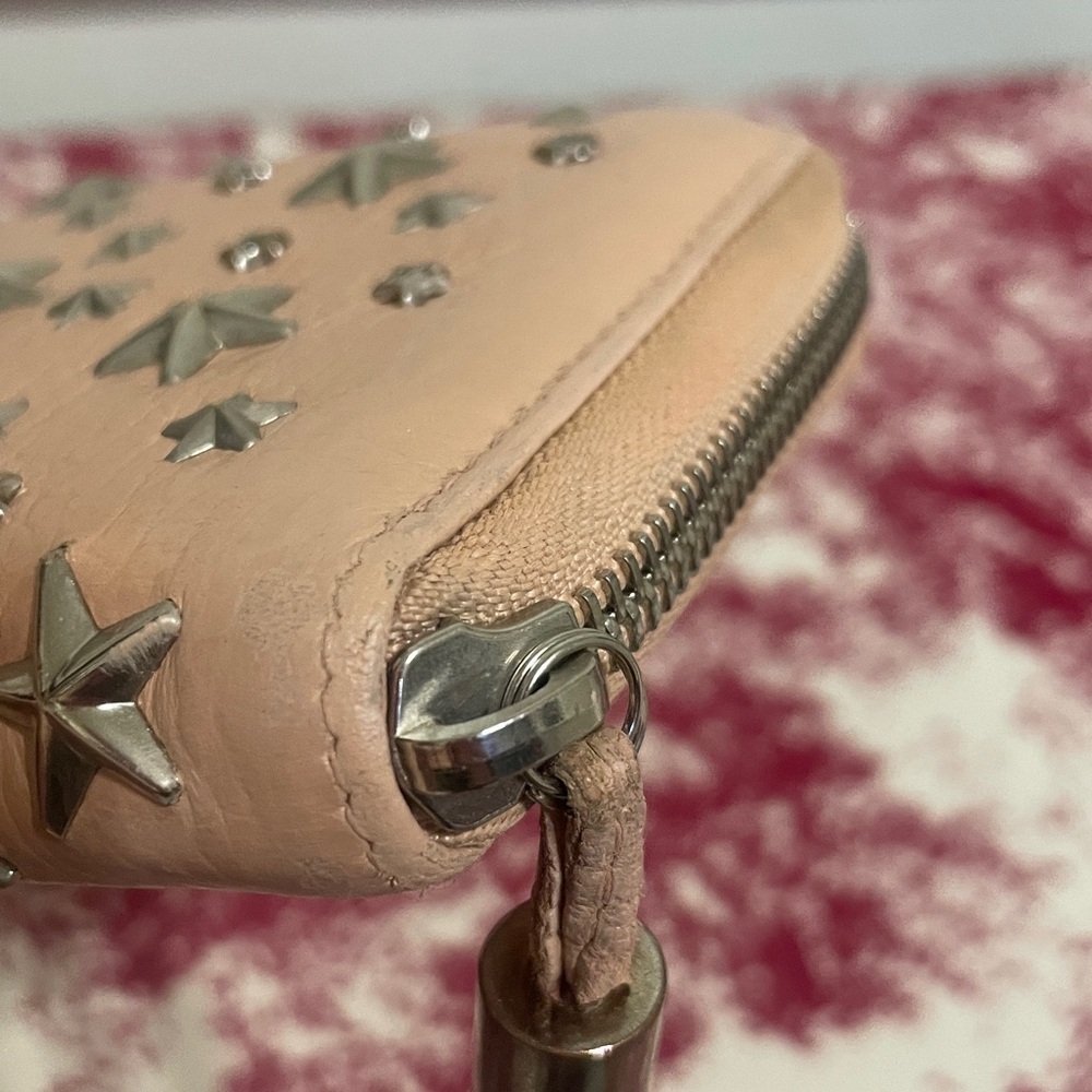 Jimmy Choo Studded Peach Leather Wallet - Picture 7 of 13